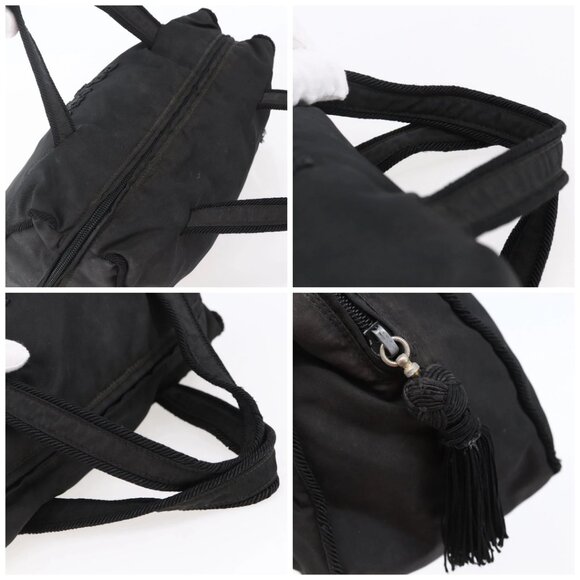 PRADA Beads Fringe Tote Bag Nylon Black Silver Auth bs30470 - Picture 16 of 16